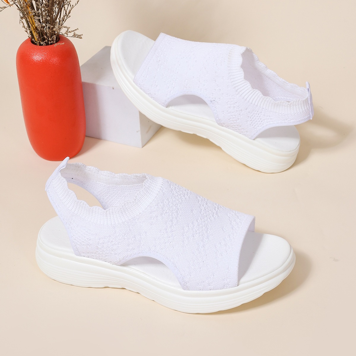 Sandalias de Cuña Tejidas para Mujer Talla Grande de Tela y Caucho con Suela Gruesa para Verano image 17