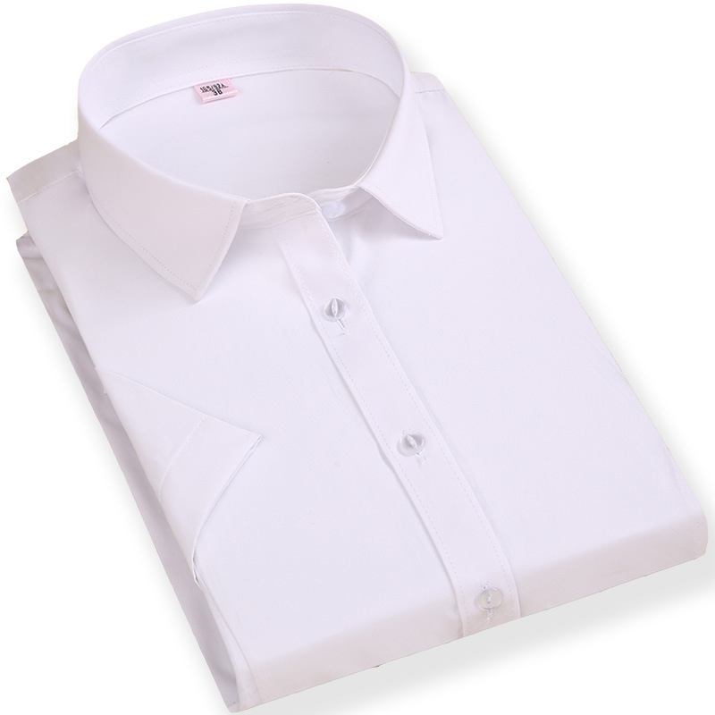 New 2026 Women's Summer White Korean-Style Button-Down Short-Sleeve Shirt, Fashionable and Elegant Formal Wear, Solid Color, Unisex