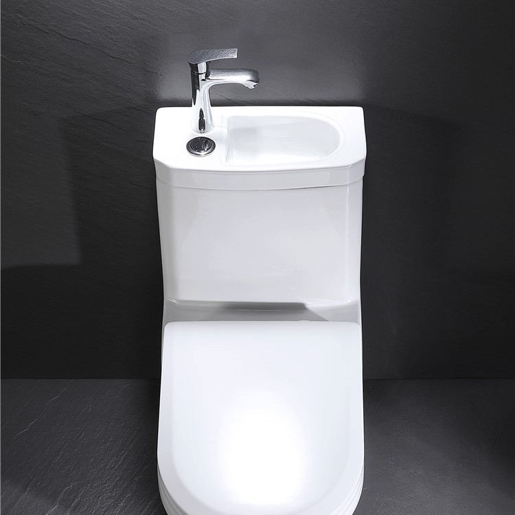 Nuevo tanque de agua del inodoro con lavabo integral bombeo de agua doméstico pequeño tipo 2 en 1 pared trasera tipo inodoro de piso