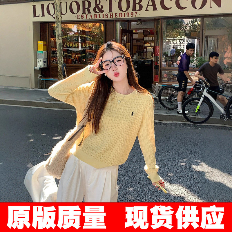 Original Quality Goose Yellow Knitwear Women's 2025 New Autumn Outer Wear Soft Waxy Twist Pullover Knitwear Top