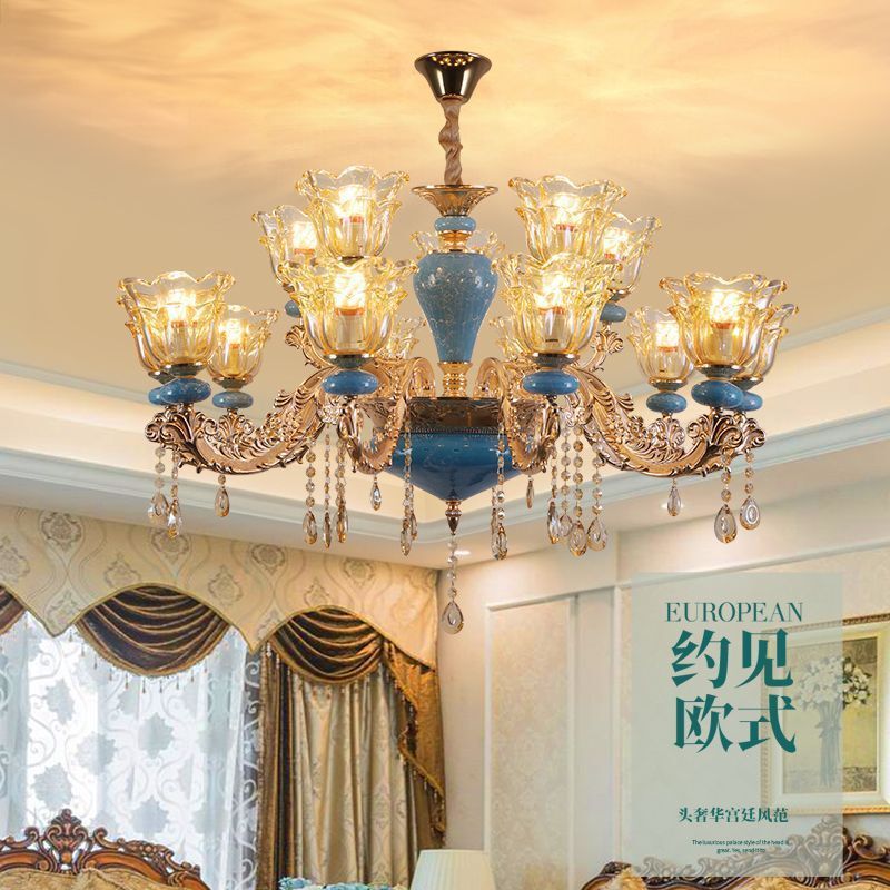 European Style Living Room Chandelier 2024 New Luxury Atmospheric Restaurant Bedroom Ceramic Household Blue Villa Hotel Lamps European Style Living Room Chandelier 2024 New Luxury Atmospheric Restaurant Bedroom Ceramic Household Blue Villa Hotel Lamps