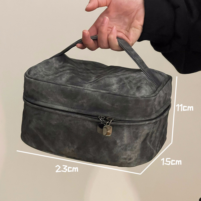 Bolsa de maquillaje denim gris