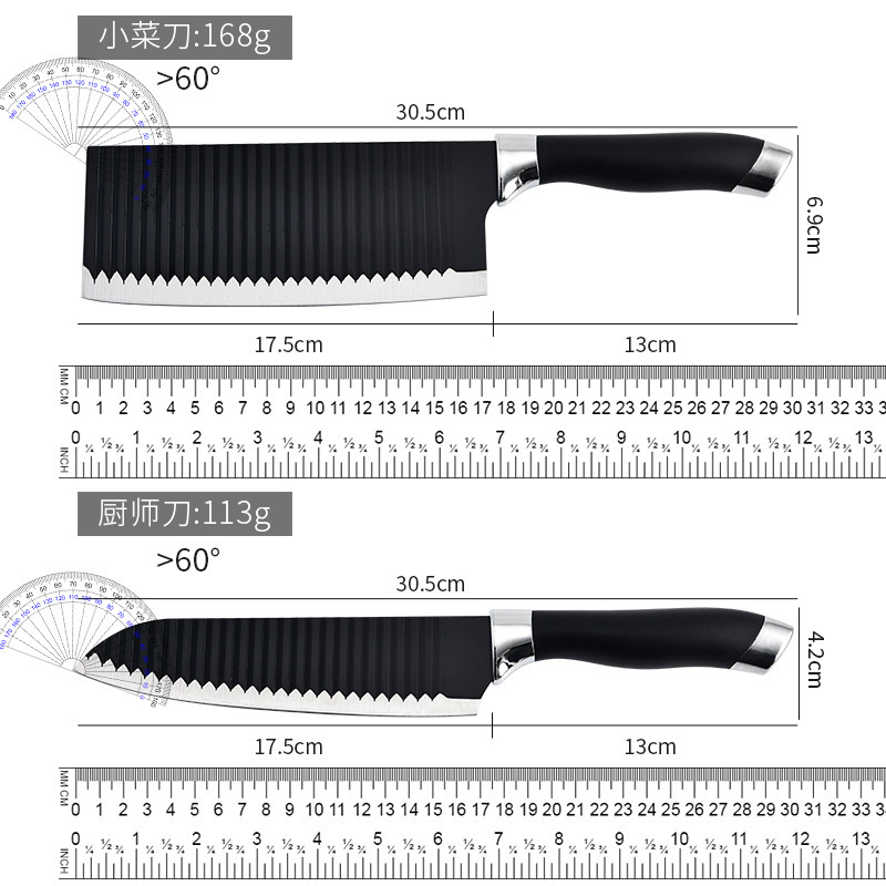 Fábrica directa de comercio exterior nueva cocina doméstica cuchillo de acero inoxidable cuchillo de cocina ondulado cuatro piezas en stock