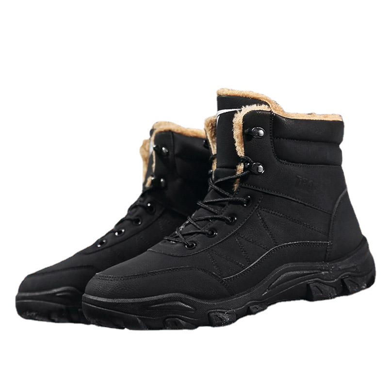 Winter Northeast Outdoor Katoenen Heren Dikke Anti-Koude Sneeuwlaarzen Hoge Top Leren Schoenen Bergbeklimmen_voghion.com