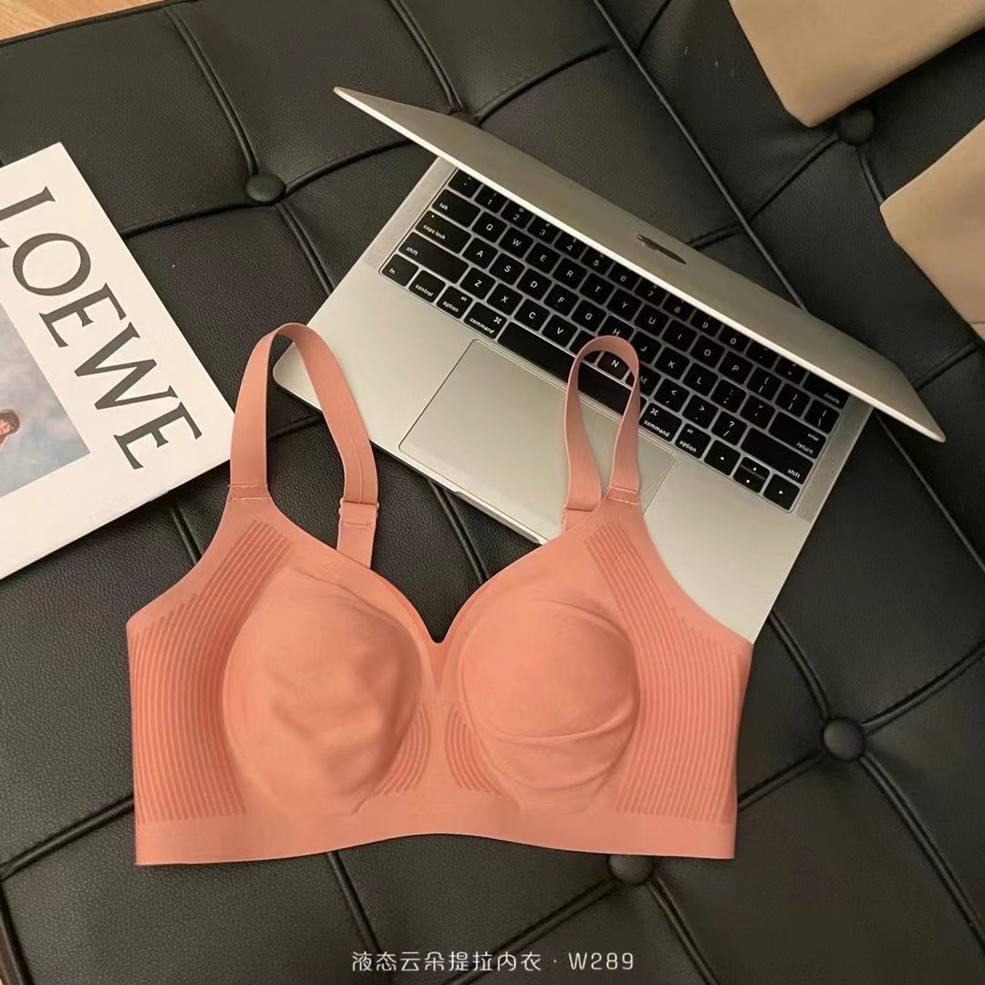 Seamless Thin Liquid Cloud lifting underwear Orejas de conejo de mujer pecho grande pequeño sujetador inalámbrico cómodo anti-flacidez