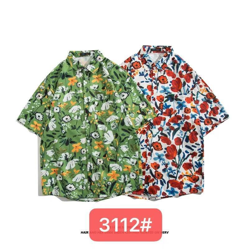 Japanese men's short-sleeved shirt men's trendy handsome summer men's salt new trendy ins couple loose shirt