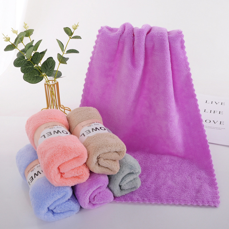 Fabricantes transfronterizos al por mayor toallas de coral de color sólido toallas faciales regalos de boda toallas de baño absorbentes no caen cabello