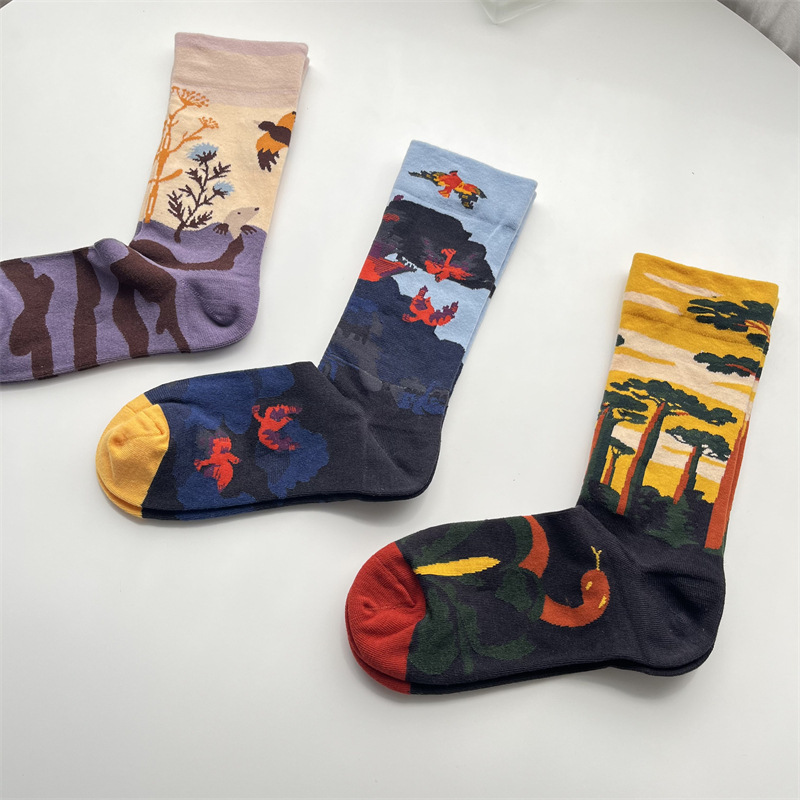 Women's Casual Graffiti Cotton Crew Socks A Pair display picture 5