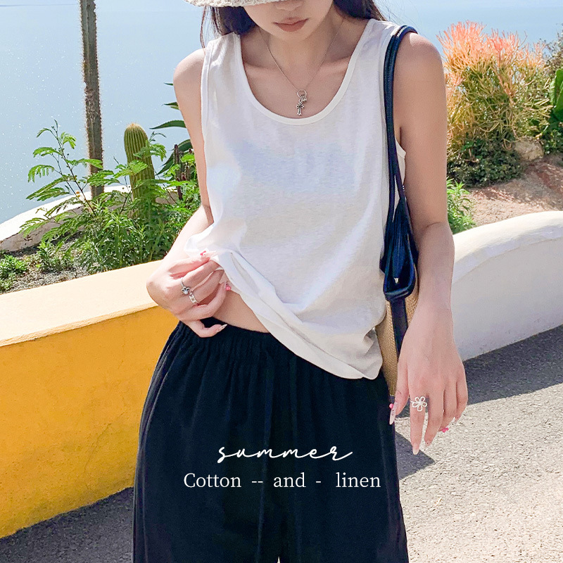 Carefully Selected White Camisole Women's Outer Suspender Top Hot Girl Thin Cool Cotton Sleeveless Top Tube Top