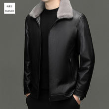 【山羊皮+整貂内胆】冬季加厚真皮夹克爸爸装可脱卸水貂毛领外套