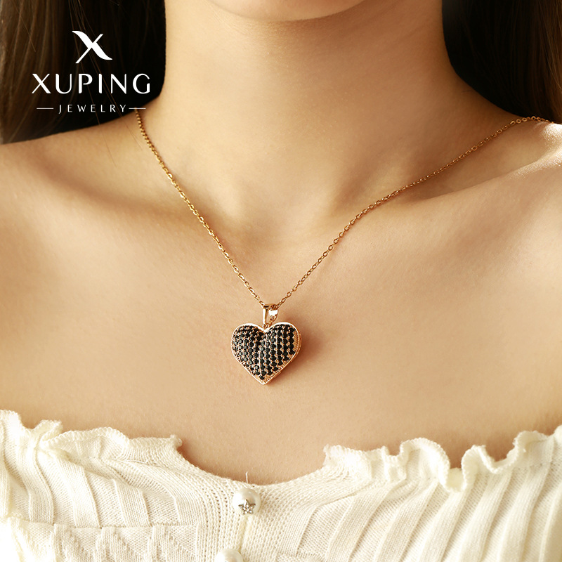 Xuping nueva aleación de cobre galvanizado colgante de amor estilo europeo y americano joya artificial colgante de piedra negra