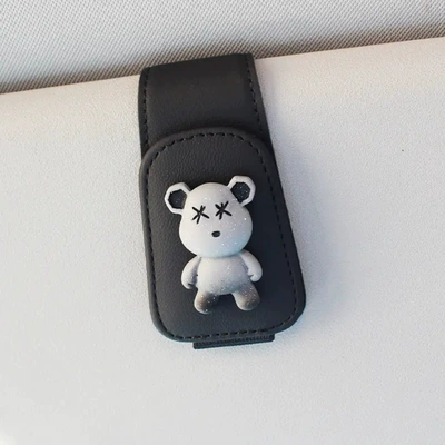 Creative car glasses clip: Car Glasses Clip/Bill Clip - space-black-gray-bear