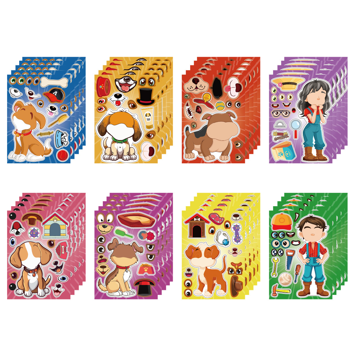 Etiqueta engomada de bricolaje de perrito ladrado Etiqueta de regalo de juguete para niños Etiqueta engomada creativa