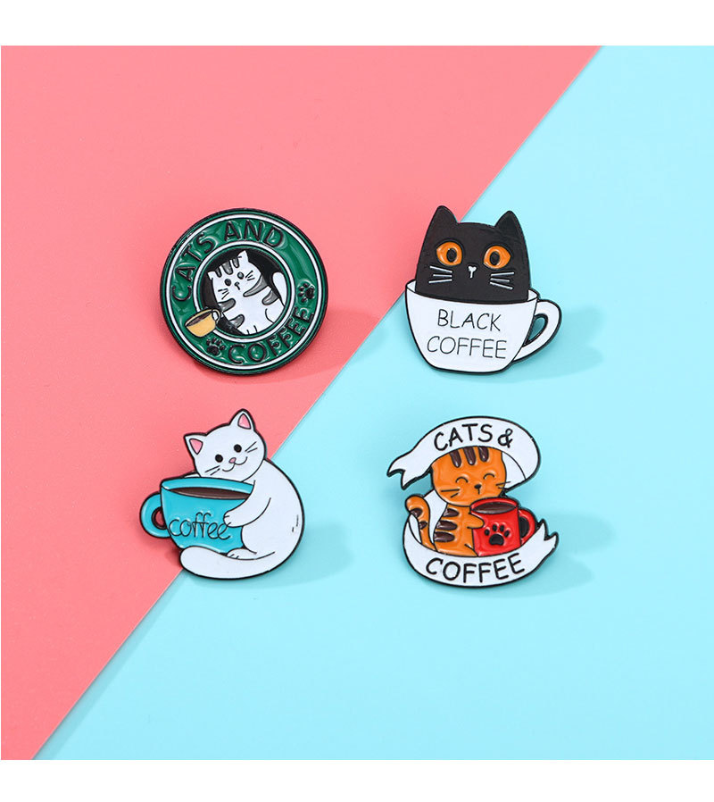 Casual, Daily Occasion Cute Modern Style Pin Coffee Cup Letter Cat Alloy Enamel Unisex Brooches