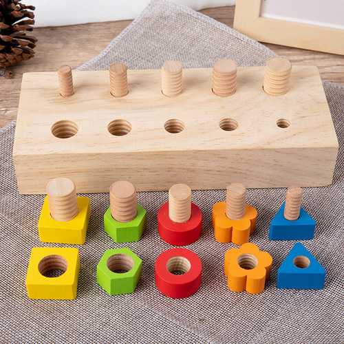 Children's screwing tool table baby combined disassembly and assembly of nuts, building blocks, shape and color matching educational wooden toys