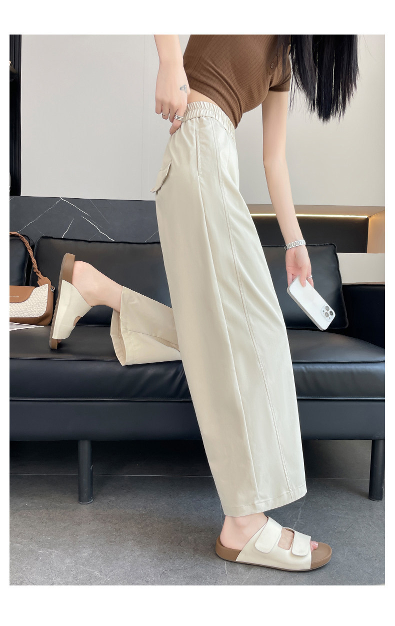 Quần culottes nữ ống rộng dáng suông chất liệu mềm mại mùa hè — Gạo hạnh màu chi tiết 22