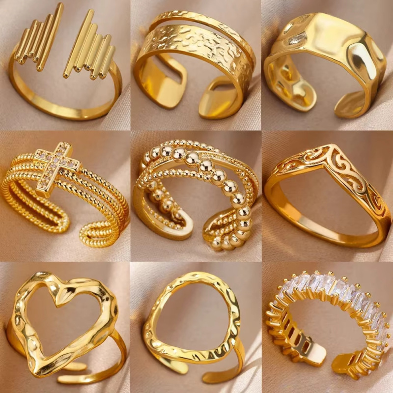 Cross-border Niche Design Stainless Steel Concave-convex Ring Female Open Jewelry Cross-border Niche Design Stainless Steel Concave-convex Ring Female Open Jewelry