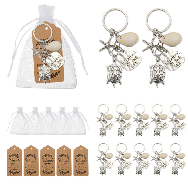 European and American Export Jewelry Backpack Pendant Beach Starfish Turtle Turtle Ocean Style Shell Keychain