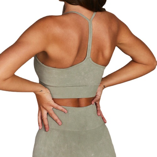 Cross-border high-waist Lulu yoga attire shaping beautiful back, bare-feeling yoga top running shock-absorbing yoga clothing summer