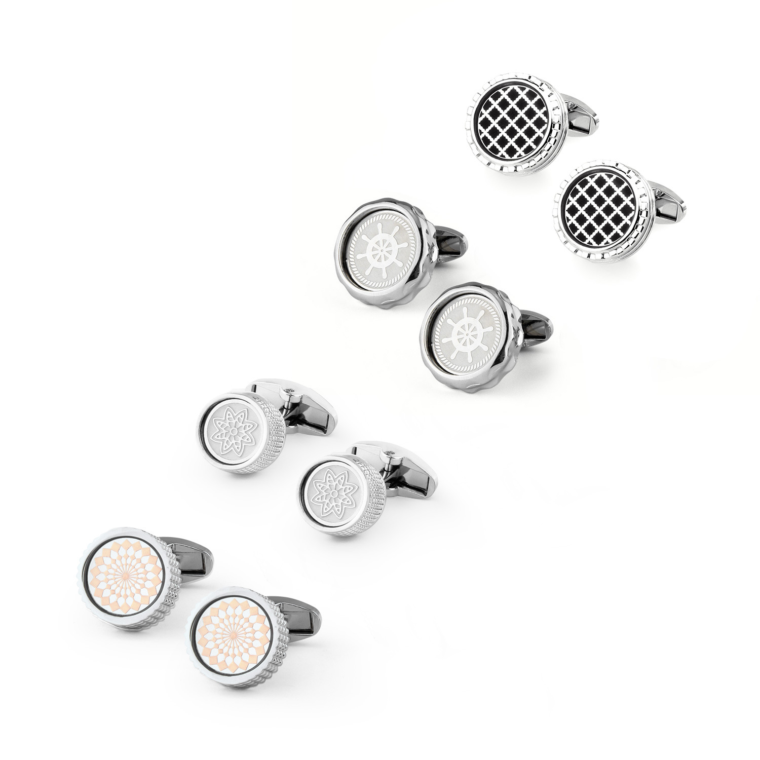 Daili Men's Business Cufflinks Set French Fashion Cufflinks Exquisite Ship Rudder High-end Round Steering Wheel Cufflinks