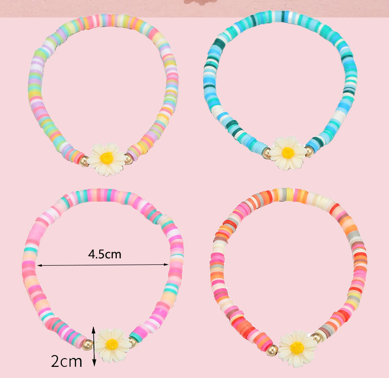 Sweet Flower Plastic Resin Beaded Handmade Kidu0027S Bracelets 4 Piece Set