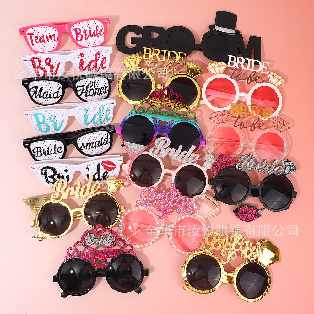 Cross-Border Bachelor Party Supplies Gafas de boda Gafas decorativas Diamante Novia Damas de honor Gafas