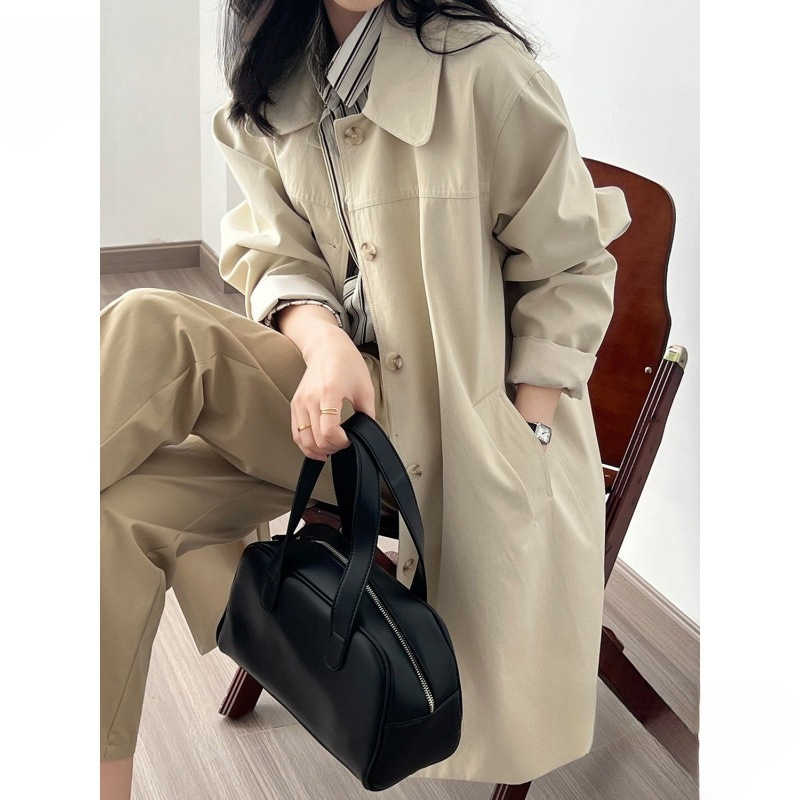 Manufacturer Versatile Trench Coat for Women, Spring and Autumn 2025 New Retro British Style, Petite Mid-Length Casual Workwear