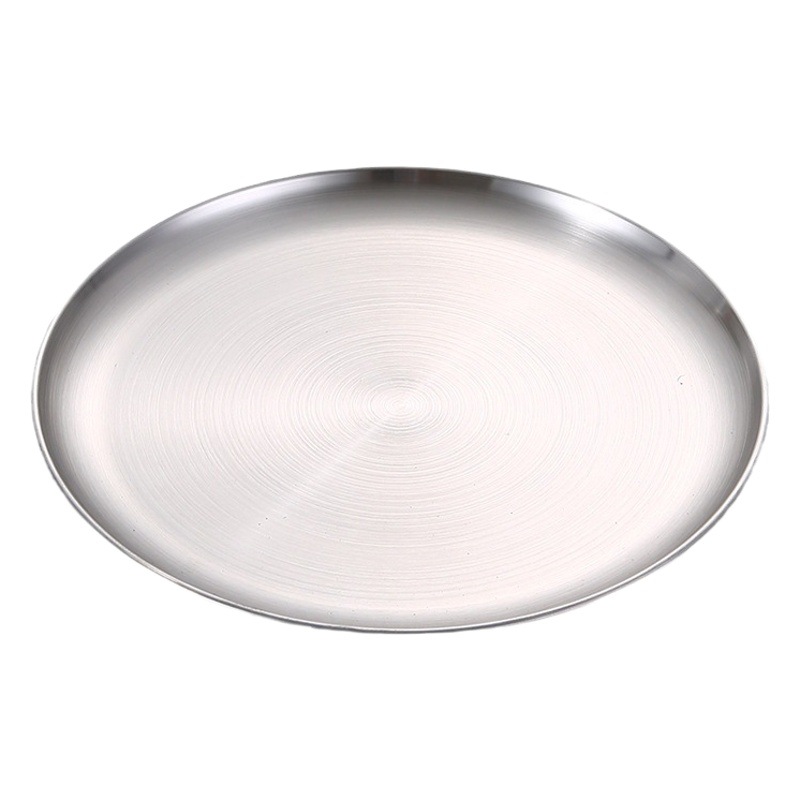 304 Stainless Steel Plate Korean Style Self-service Barbecue Plate Crafts Tray Cake Disc Western Food Plate Barbecue Fruit Plate