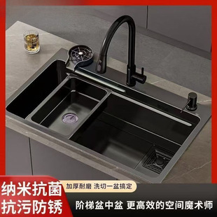 Kitchen Household High-end Sink Large Single Sink Stainless Steel Complete Set of Multi-functional Vegetable Washing Basin Household Washing Sink