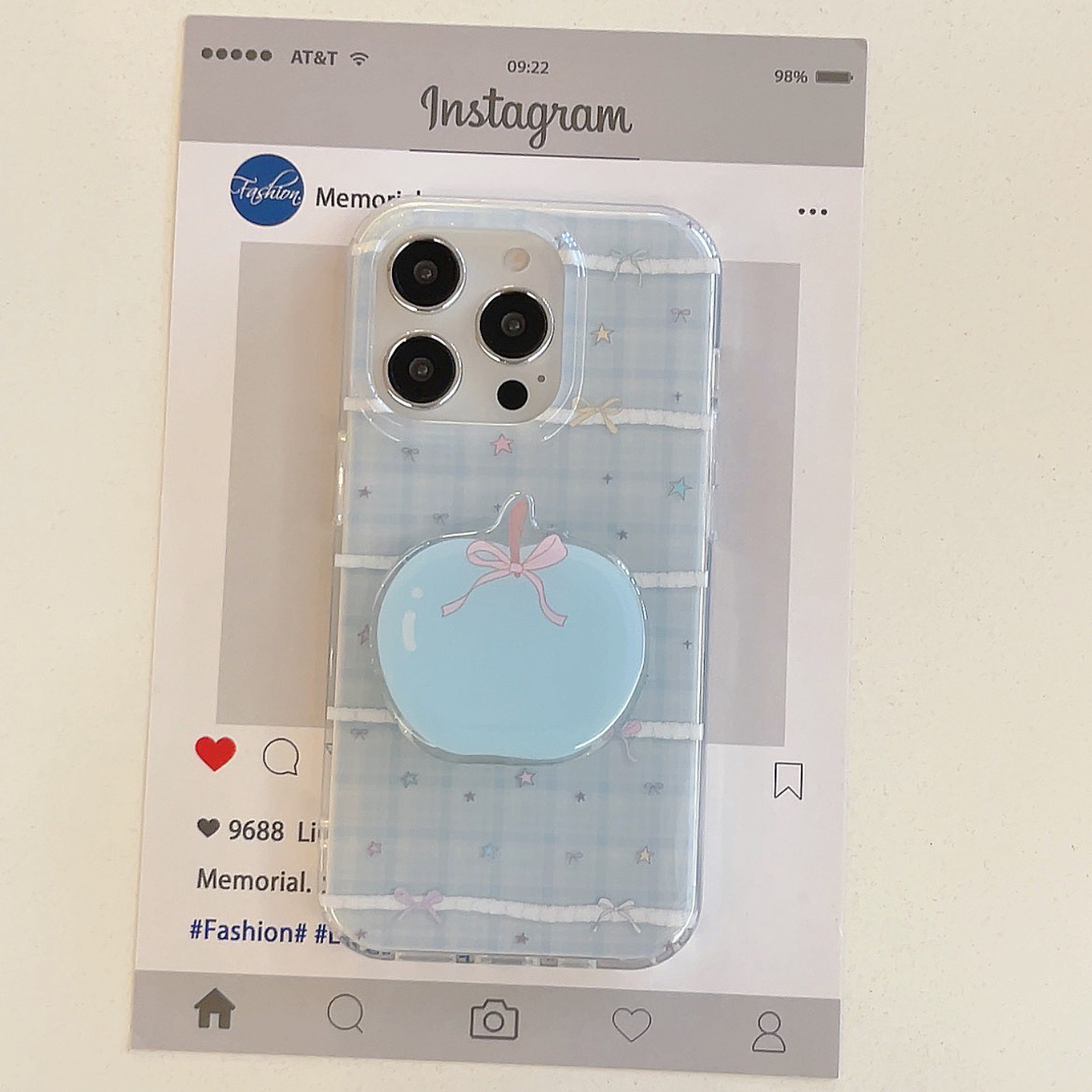 Pequeña serie coreana de estrellas de colores con costuras de cuadros azules para Apple 15ProMax funda para teléfono móvil 16Pro nuevo 14/13