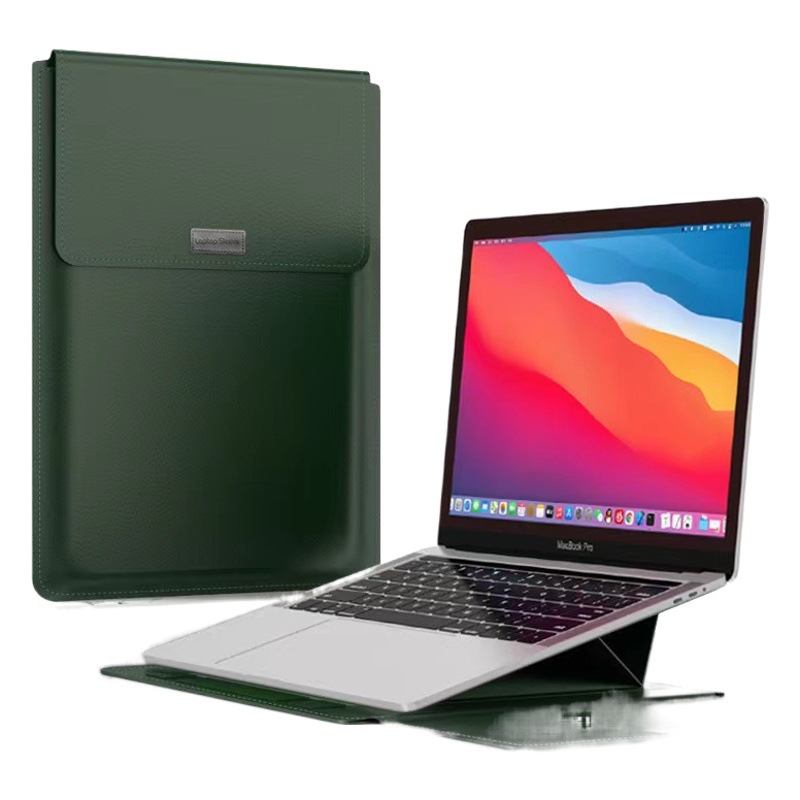 Adecuado para Apple portátil funda protectora bolsa de forro de 13 pulgadas Huawei bolsa de la computadora de 14 pulgadas Funda de cuero de 16 pulgadas con soporte