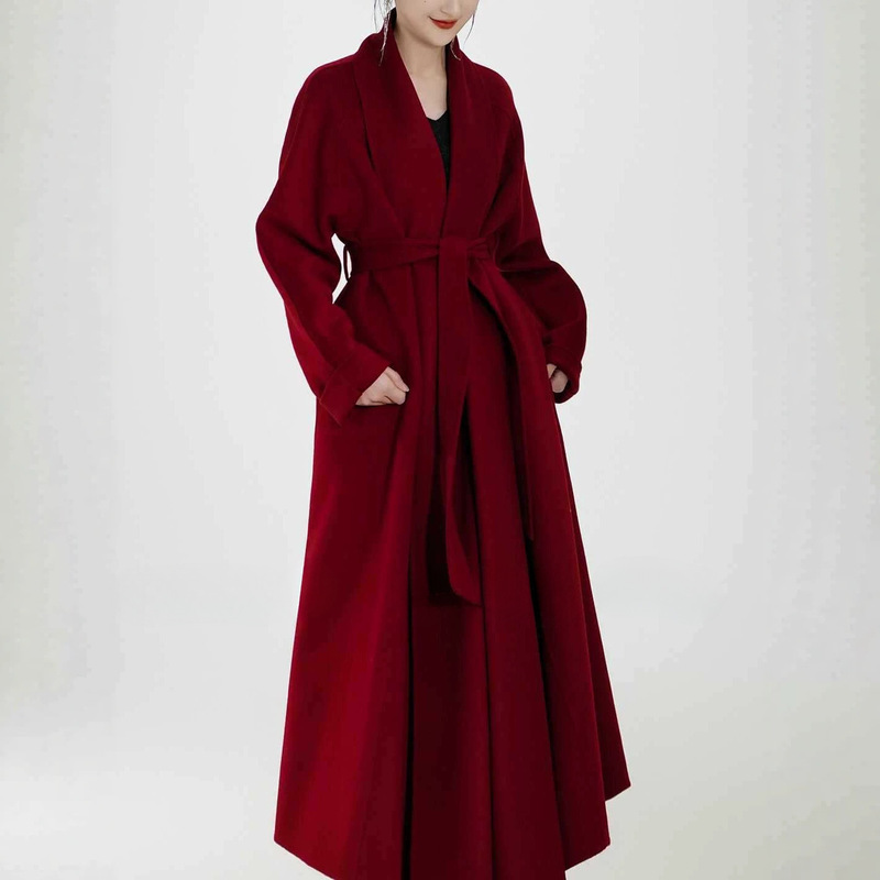 Near 4m Paper-Thin Material Lazy Style 2026 Fashionable Elegant Hem Wool Double-Sided Cashmere Coat Outerwear Women's Clothing Near 4m Paper-Thin Material Lazy Style 2026 Fashionable Elegant Hem Wool Double-Sided Cashmere Coat Outerwear Women's Clothing