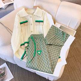 捡漏清仓女装剪标尾单原单外贸小香风针织休闲套装女秋时尚两件套