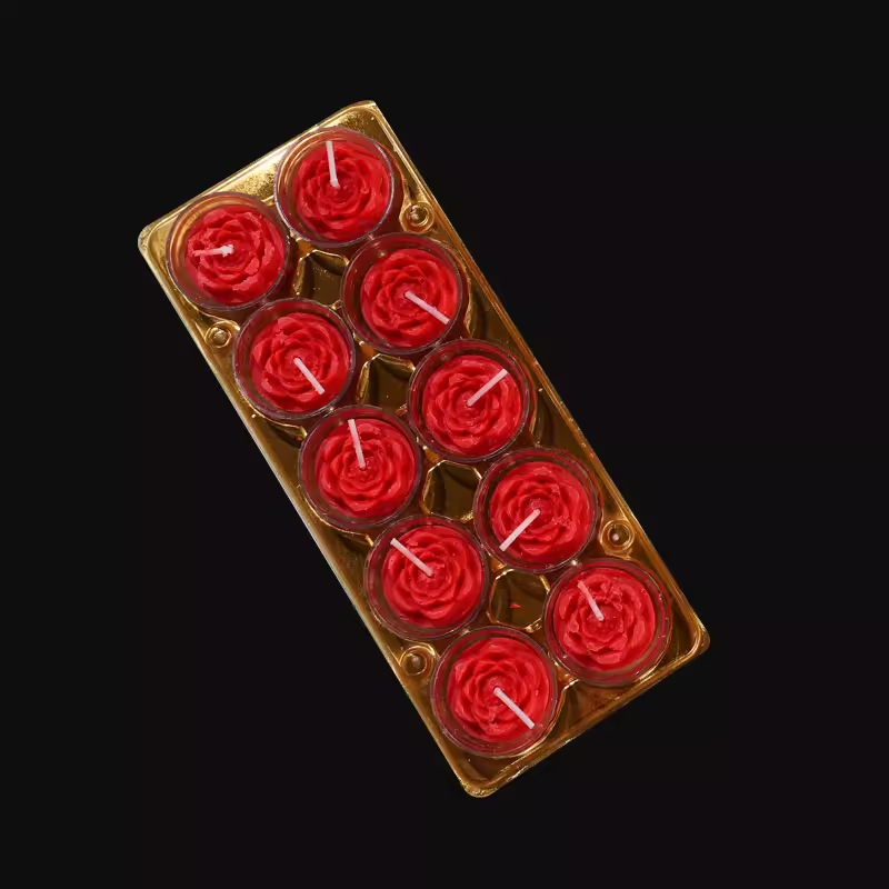 Lámpara de mantequilla de 8 horas Lámpara de mantequilla de larga duración Lámpara budista Lámpara de mantequilla de mantequilla de mantequilla de color rojo en forma de flores