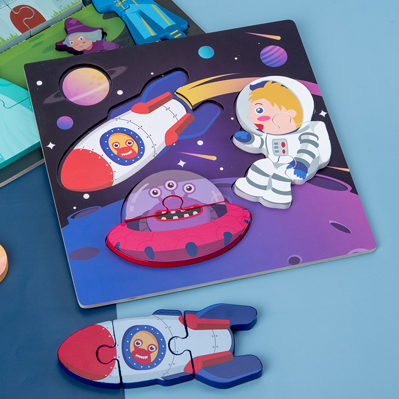 Hebilla tridimensional 3D Princesa Príncipe tema rompecabezas educación temprana de los niños rompecabezas de madera de juguete al por mayor 61 regalo