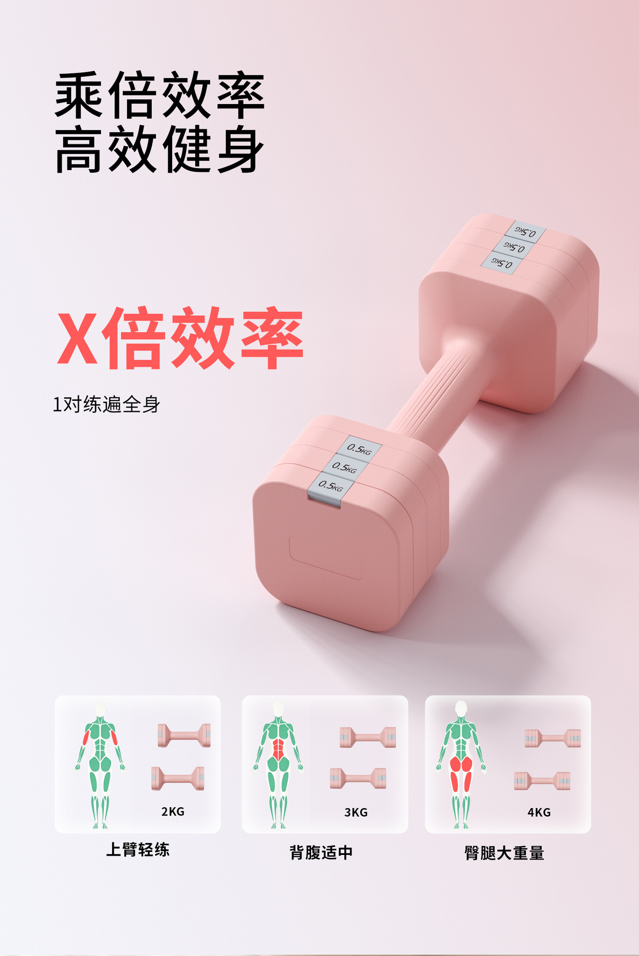 New Ladies Adjustable Dumbbell 5kg Pair Electroplated Steel Fitness Home Handheld Mini Dumbbell Barbell Set