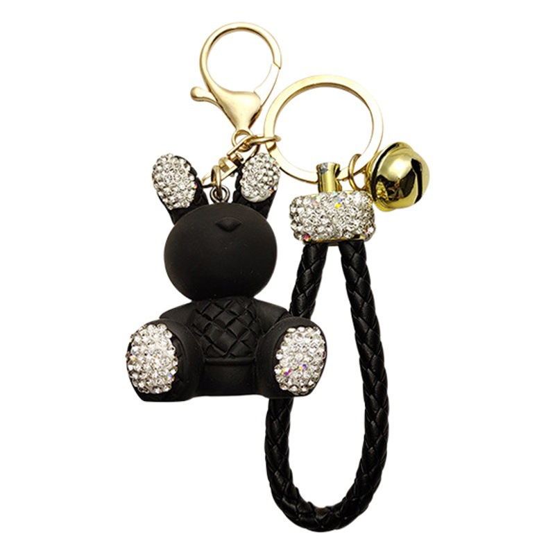 Resina conejo llavero femenino exquisito coche clave colgante diamante incrustado Internet celebridad chica mochila llavero suministros de decoración