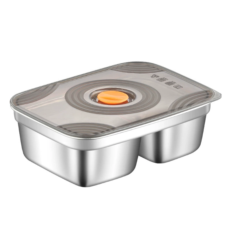Food-grade stainless steel compartmented fresh-keeping box, sealed refrigerator storage box, microwaveable lunch box, portable lunch box