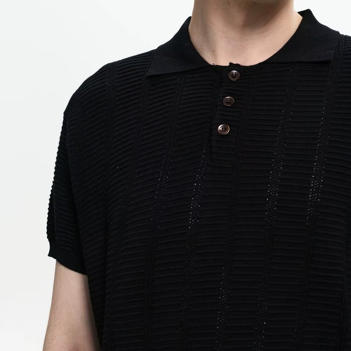 Polo camiseta de punto camiseta de manga corta camiseta de hombre solapa hueco textural viejo dinero viento hielo seda fábrica transfronteriza al por mayor