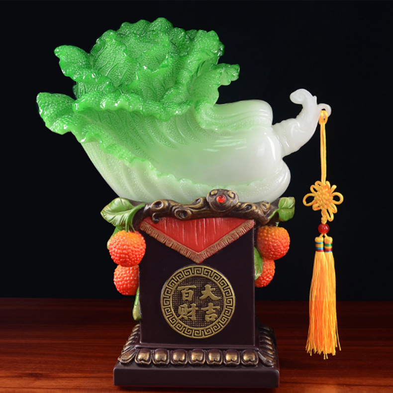 百財如意樹脂工芸品玉白菜置物招財家庭客間装飾開業ビジネスプレゼント卸売り|undefined