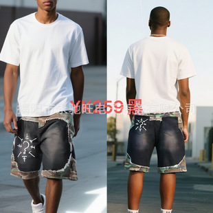 Cross-Border Summer New American Trendy Fashion Patchwork Faded Denim Shorts Japanese High Street Casual Versatile Pants
