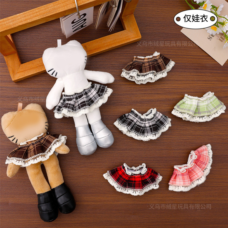 Skirt 10cm Clothes Trendy Toy Doll Labubu Star Person Long-Legged Kt Cat Dress-Up Colorfulful Plaid Pleated Skirt