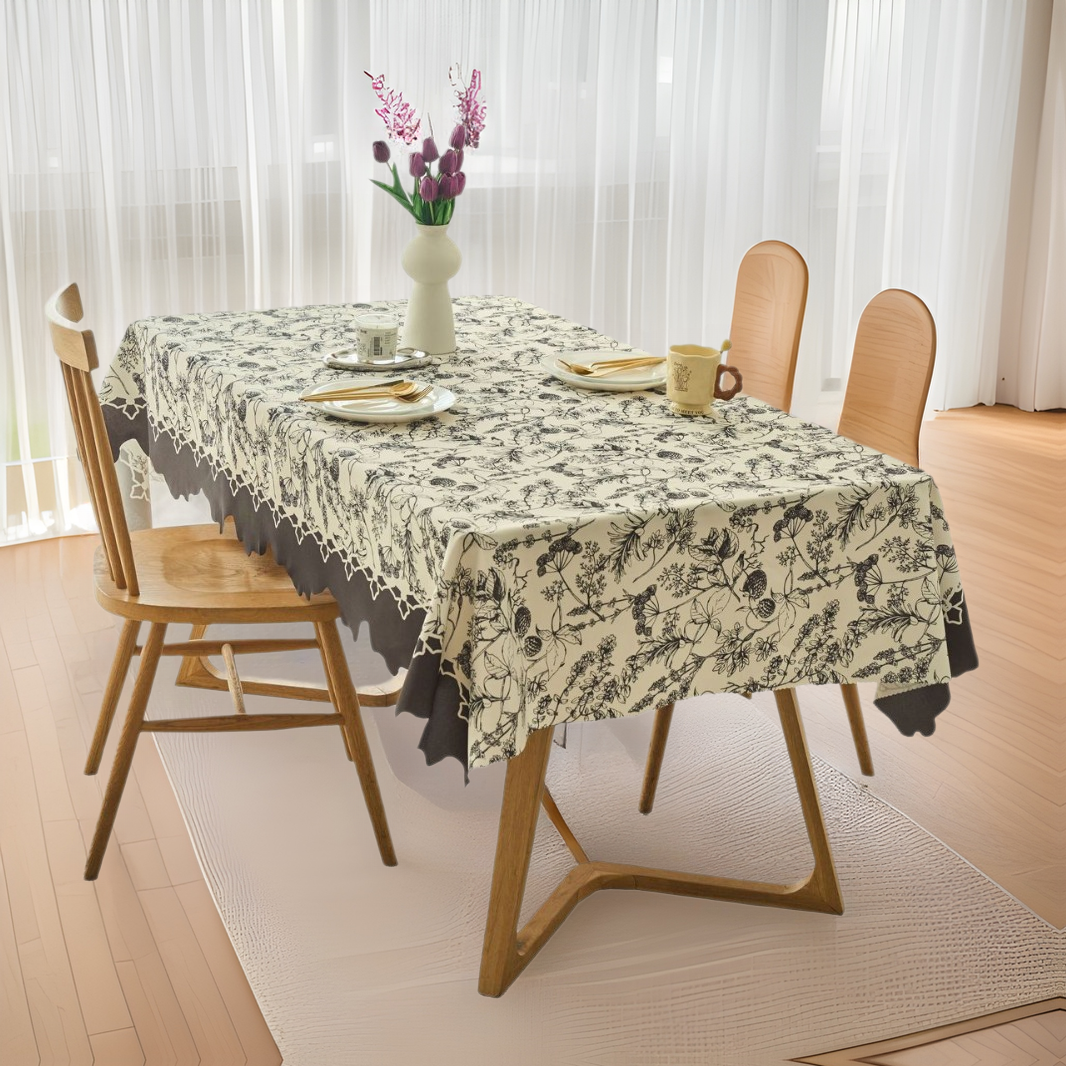 Rectangular Tablecloth Waterproof and Oil-proof Tablecloth French Cream Style Polyester Shaped Lace Coffee Table Tablecloth Dirt-resistant