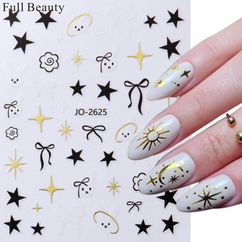 Cross-border Ins Style Nail Art Sticker Wine Red Cherry Bow Dark Spider New Nail Decoration Adhesive Sticker