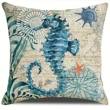 2024 Estilo explosivo transfronterizo Animales marinos Mundo submarino Patrón Funda de almohada Bandera de mesa de sala de estar con estampado de lino de Amazon image 9