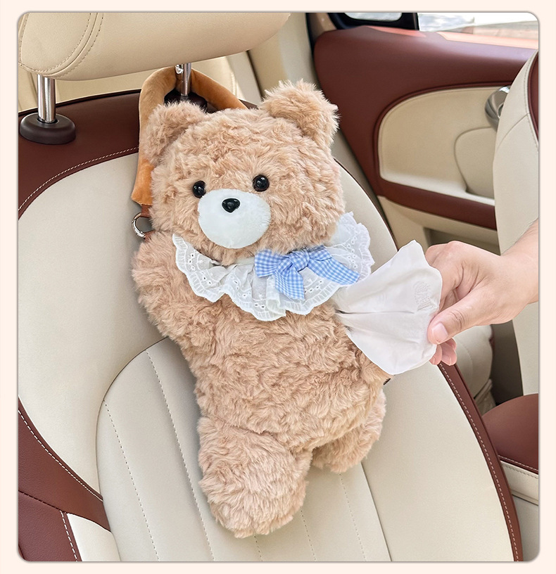Car Tissue Box Creative Cartoon Cute Plush Doll Hanging Tissue Box Car Seat Back Tissue Hanging Bag