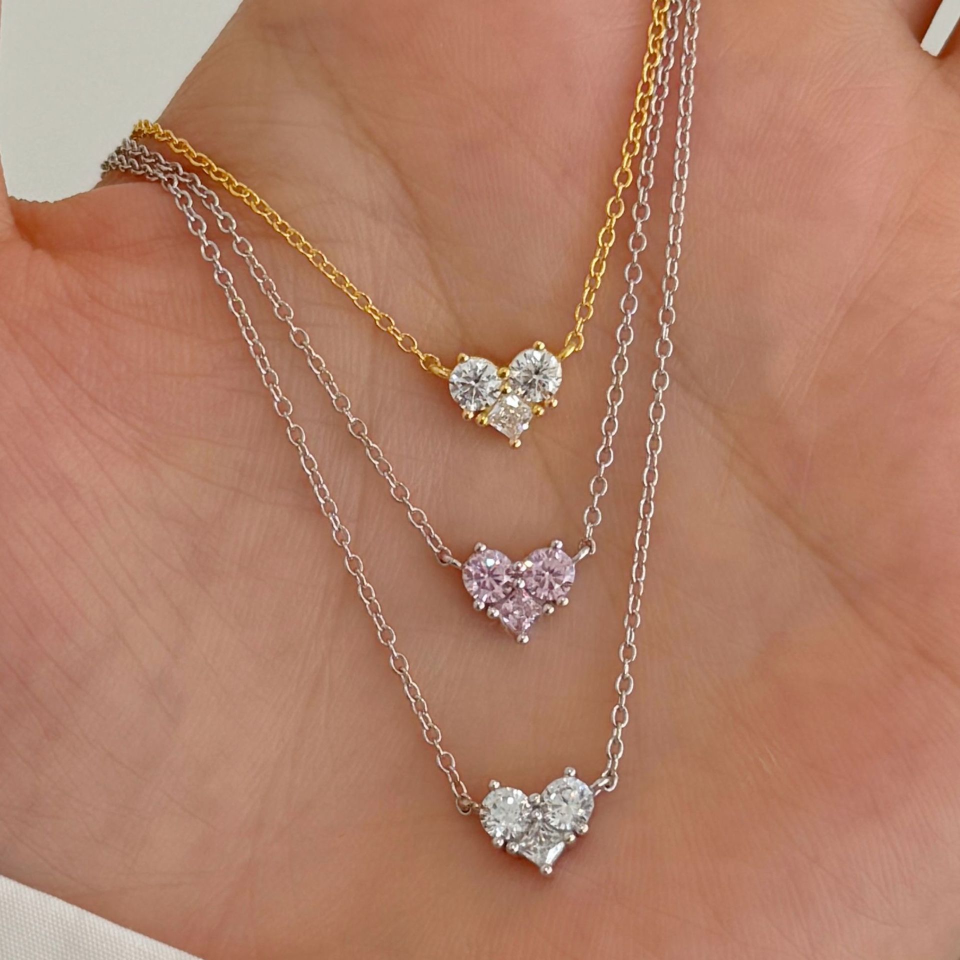 小紅書新款s925純銀愛心項鍊女鑲嵌鋯石個性小眾設計風鎖骨鏈批發