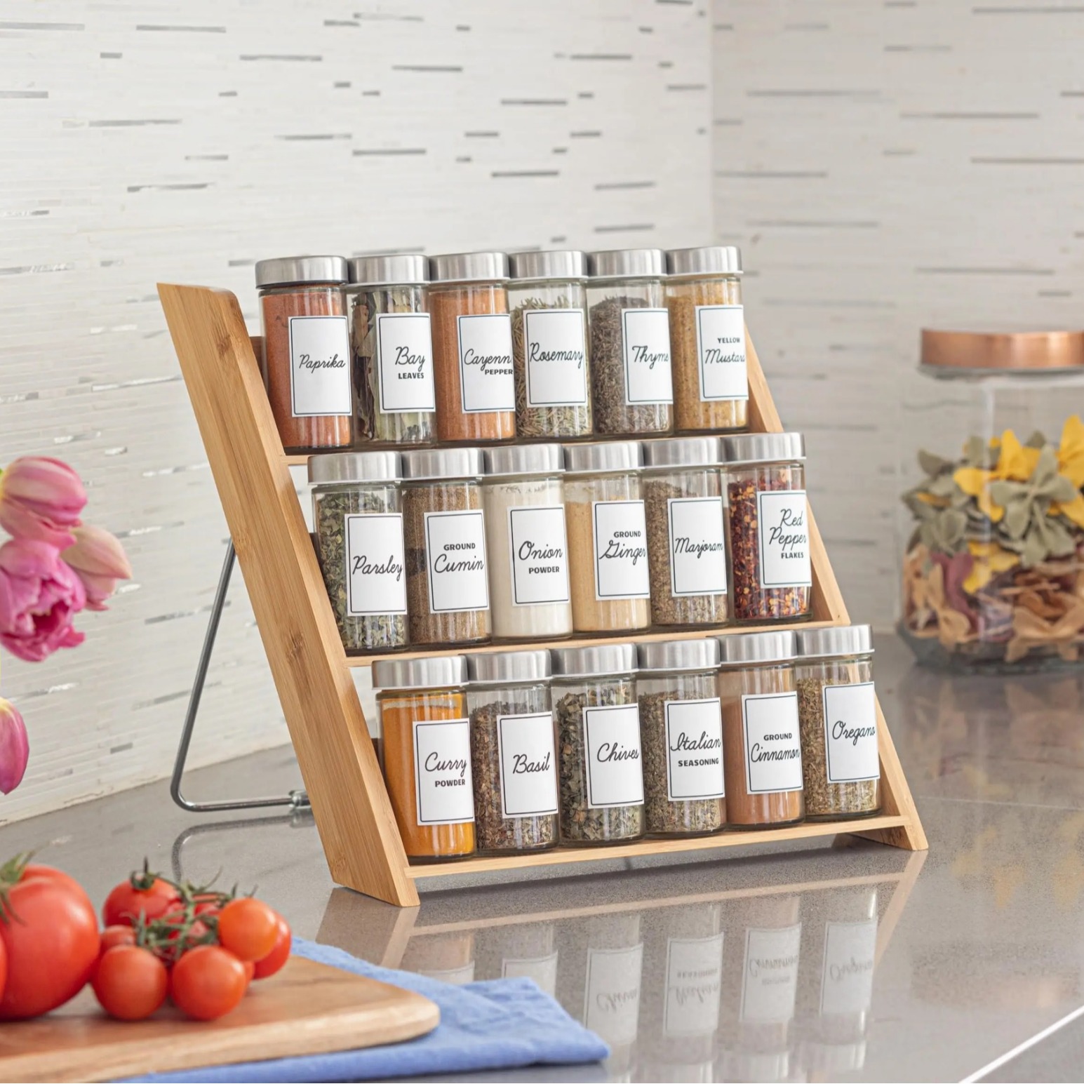 Bamboo multi -layer seasoning rack Kitchen tablet staircase…