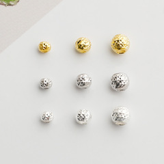 s925純銀鍍金菠蘿紋車花隔珠DIY串珠手鍊項鍊圓珠飾品散珠配件