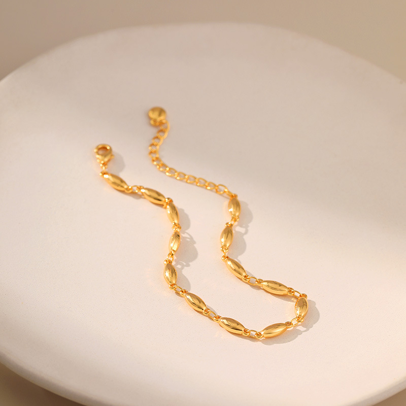 Fashion Oval Solid Color Copper Plating Bracelets 1 Piece